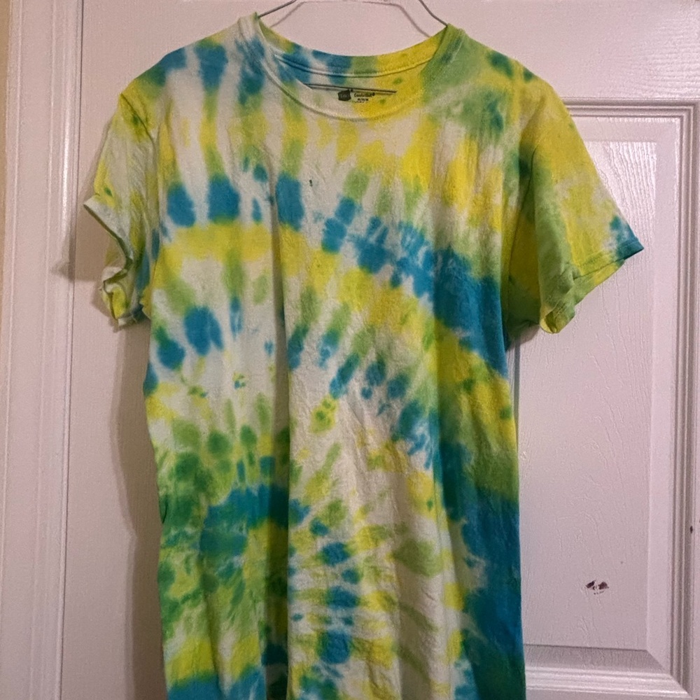 Hanes Tie-Dye Shirt in Blue and Yellow